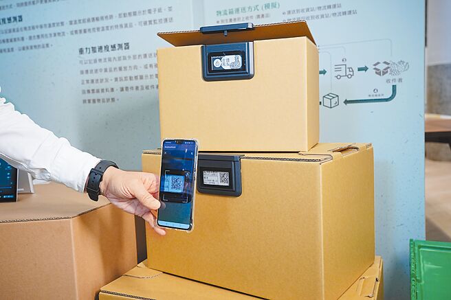 元太科技和永丰余共同打造出可重复使用的智慧物流纸箱。图／永丰余提供