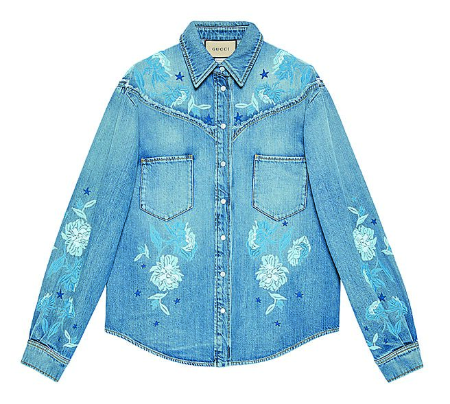 GUCCI Lovelight系列丹寧刺绣衬衫，11万9200元。（GUCCI提供）