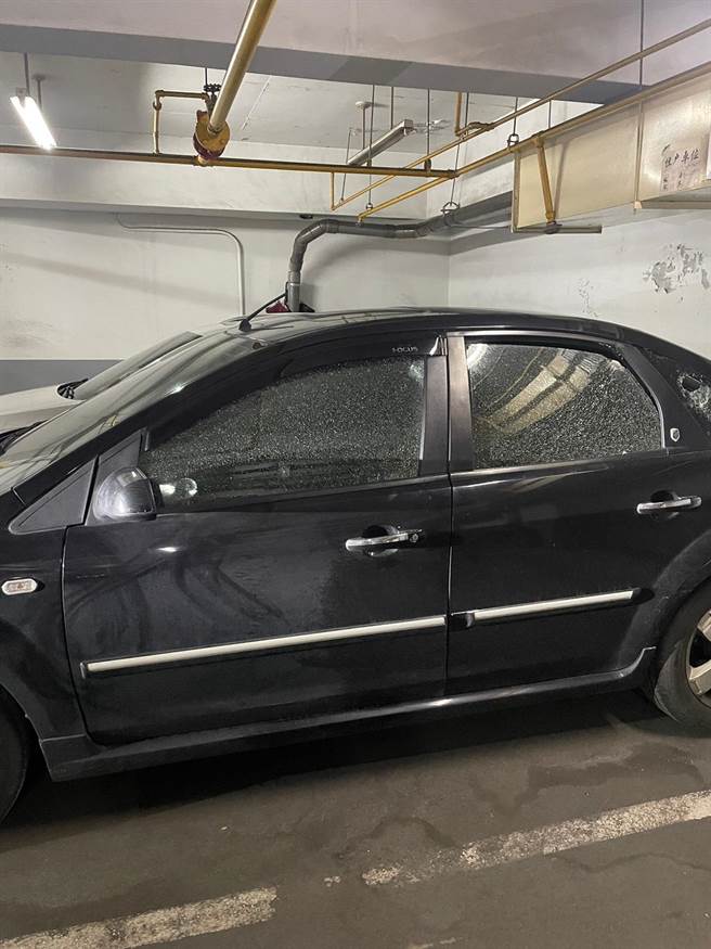 郭男才卸任社區主委一職，車輛就遭惡意破壞，警方研判可能與任內糾紛有關。（警方提供）
