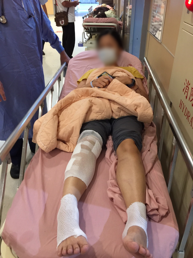 坤輿掩埋場衝突8傷，民眾全身傷曝光，2施暴黑衣人已遭逮捕送辦。(李京昇翻攝/民眾提供)