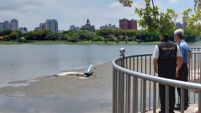蔡姓国家级教练与王姓学童于7月20日上风帆船课程时落水，两人死亡。检警21日到莲池潭勘验。（翻摄照片／林瑞益高雄传真）