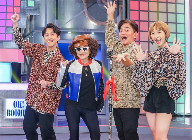 陈汉典（左起）、比莉、吴宗宪、Lulu（黄路梓茵）。（粘耿豪摄）