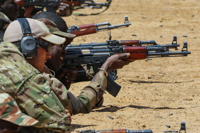 五角大厦副助理部长表示，沙赫尔地区的5个国家中，有3国在过去2年内发生过政变，导致国务院下令限缩双方安全合作，让这些国家倒向中俄。图为美加特战部队训练尼日官兵。（示意图／DVIDS）