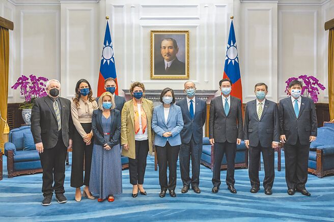 蔡英文總統接見歐洲議會訪問團。（美聯社）