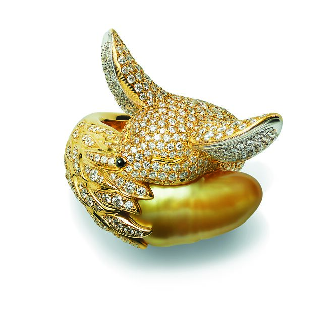 MIKIMOTO Wild And Wonderful頂級珠寶系列，狐狸胸針。（MIKIMOTO提供）