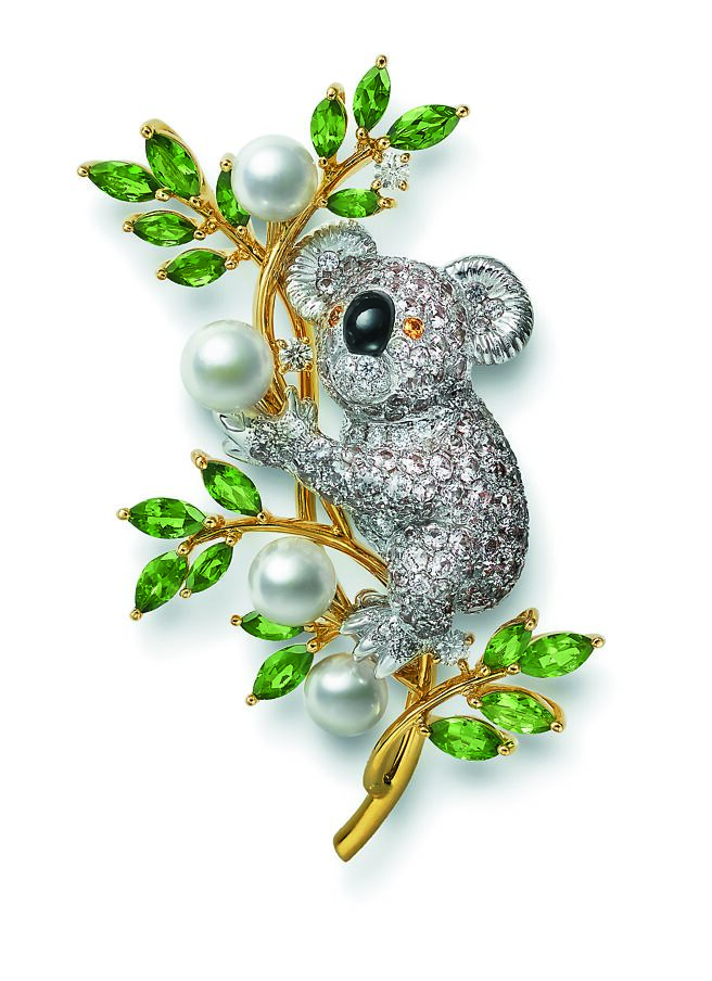 MIKIMOTO Wild And Wonderful頂級珠寶系列，無尾熊胸針。（MIKIMOTO提供）