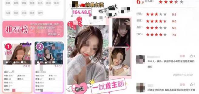 卖淫集团的客服APP功能相当齐全，整合了全国各应召站，更依「外貌」、「态度」、「技巧」等开放嫖客评分。（图／翻摄画面）