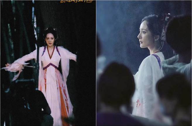 杨幂在片场拍摄画面。（图／取材自微博）
