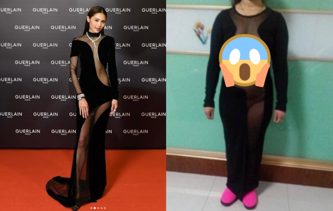 大陆大妈学「香港乳神」周秀娜穿透视装，对比图却很残酷。（图／IG@周秀娜；微博）