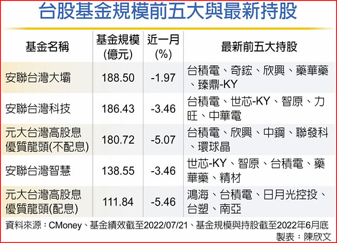 台股基金规模前五大与最新持股