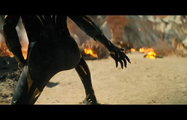 《黑豹2》前導預告曝光，片尾出現黑豹全副武裝伸爪經典身影。(翻攝自MarvelTW YouTube頻道)

