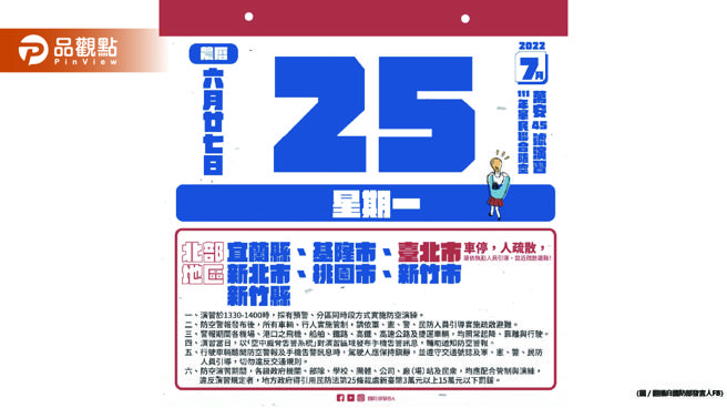 「萬安演習」今午登場，請民眾特別留意「這些事」。(圖/品觀點提供)