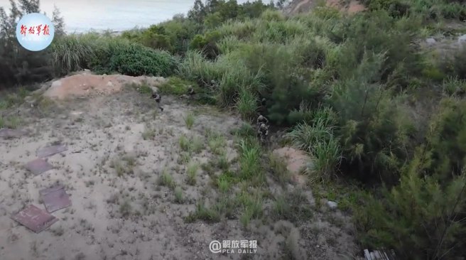 12.脱离长草区提供隐蔽，部队是否应在进入空旷区前展开？还是保持密集纵队便步前进，是否合理？ 或许亦可考量以跃进方式通过空旷地区？ (图/张竞脸书)