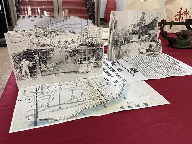 特别邀请国内知名立体纸雕艺术家涂乙钦，以老照片为基础，创作出立体纸雕作品，希望藉由文字及立体图像，让观赏民眾身歷其境，融入老照片的时空中。（吴佩蓉摄）