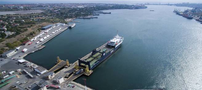 烏克蘭指定切爾莫斯克港是第1個恢復穀物出口的海港，它位在敖德薩西南方向。(圖/烏克蘭航務局)