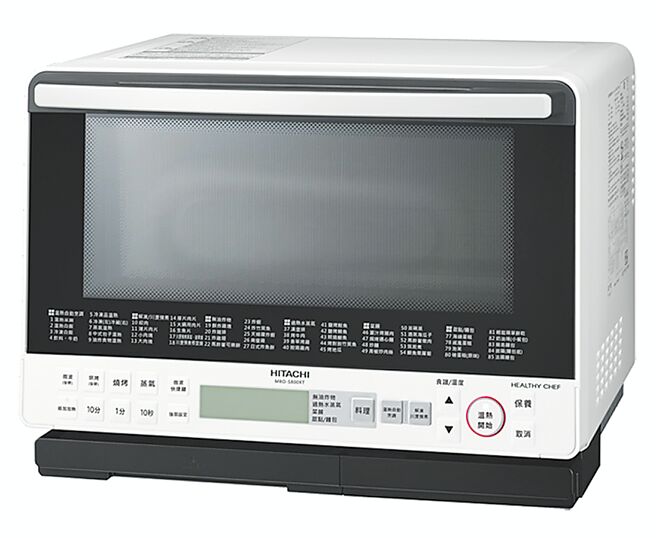 远传friDay购物的HITACHI日立 31L过热水蒸气烘烤微波炉，特价2万1068元，7月购买加送星巴克饮料券5张、威秀影城电影票4张等好礼。（远传friDay购物提供）