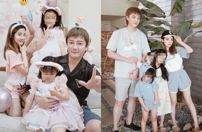 阿沁跟花花育有2女。（图／翻摄自Flora＊花花脸书）