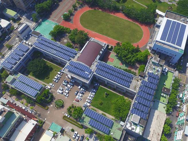 绿能业者微电能源本月２５日在台南动土首批共同升压站，未来锁定能源数据商机，图为其帮高雄在地的国民小学建置太阳能屋顶成品。（图／取自微电能源官网）