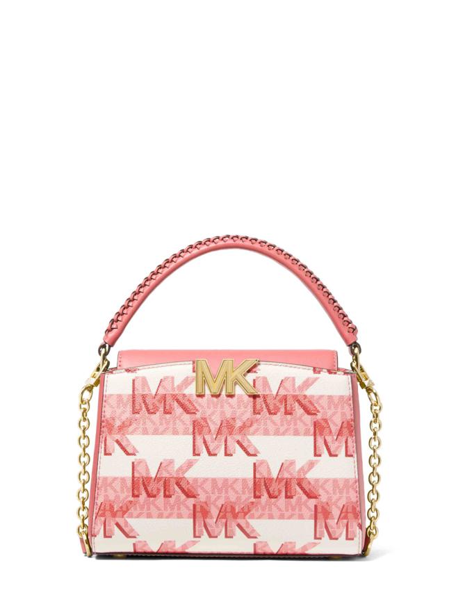MICHAEL KORS Karlie 七夕限定粉色拼接提包，1萬8400元。（Moncler提供）