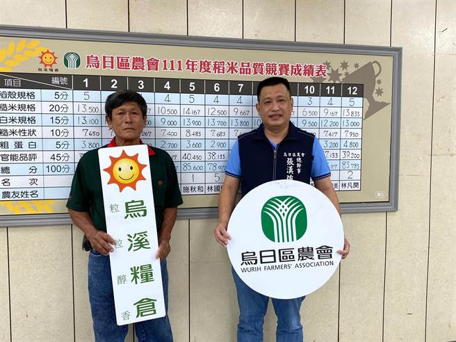 烏日稻米品質競賽今年由農民施秋和（左）奪冠。（張亦惠攝）