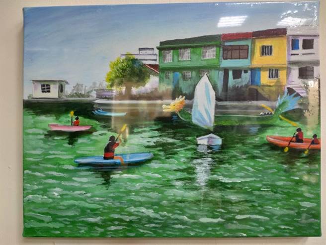 作品多以林园地方特色为主。（翻摄照片／高雄洪靖宜传真）