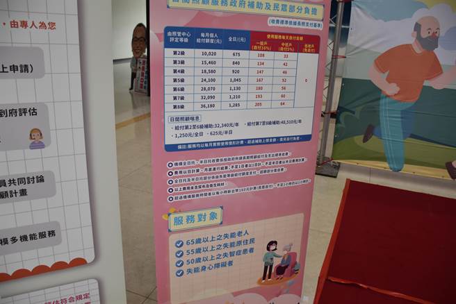苗栗县政府设置社区日照机构提供服务收费标准表。（谢明俊摄）