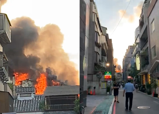 北市中山區今(29)日晚間6時許，一間公寓5樓傳出火警，1民眾疑遭燒傷送醫救治。（讀者提供）