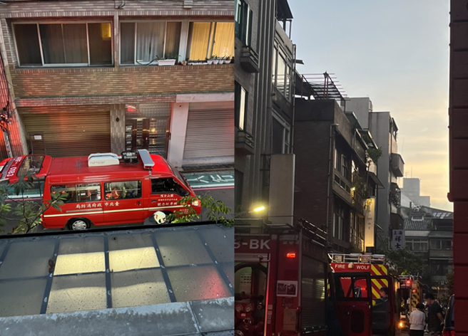 北市中山區今(29)日晚間6時許，一間公寓5樓傳出火警，1民眾疑遭燒傷送醫救治。（讀者提供）