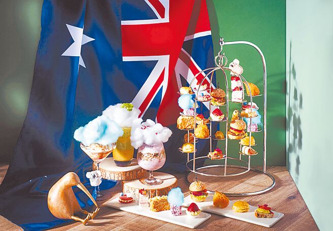 台北六福万怡酒店The Lounge推出JC CAT云朵下午茶，结合澳洲街头特色美食。（六福旅游集团提供）