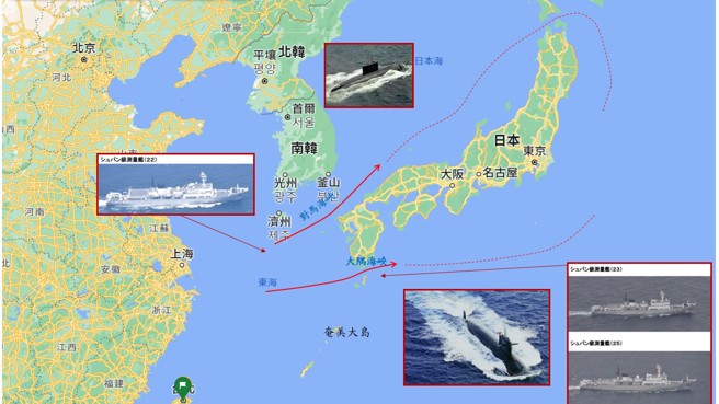 中共海測船大舉偵測日本海域，或為經營戰場預作準備。（作者陸文浩繪製）