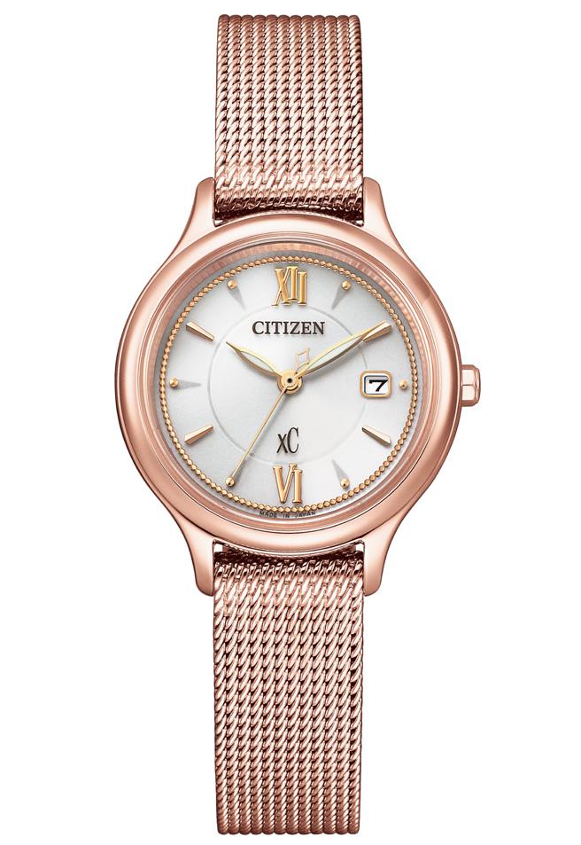 CITIZEN「水耀光」光动能亚洲限定表EW2637-59A粉红金色女表，1万5800元。（CITIZEN提供）