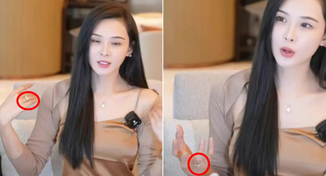 張穎穎在影片中，佩戴上戒指，引起網友熱議。(圖/微博)