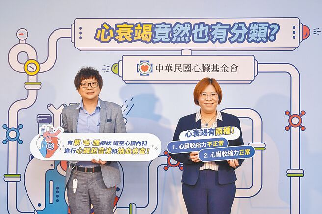 中华民国心臟基金会呼吁民眾，出现累、喘、肿症状，请尽快到心臟内科检查。左为中华民国心臟基金会副执行长赵庭兴、右为董事吴彦雯。（中华民国心臟基金会提供／林周义台北传真）