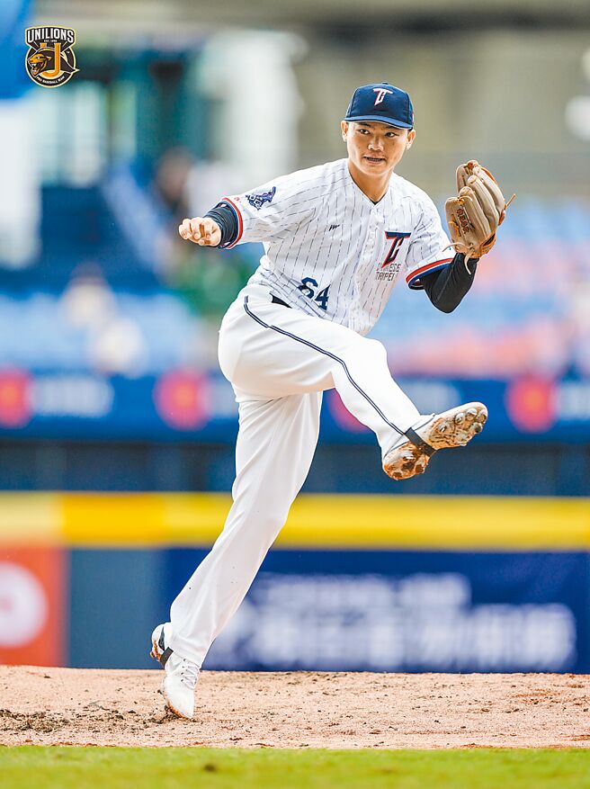 统一狮林靖凯在「野手速球王」比赛中飙出生涯最快150公里，荣登「速球王」。（统一狮提供）