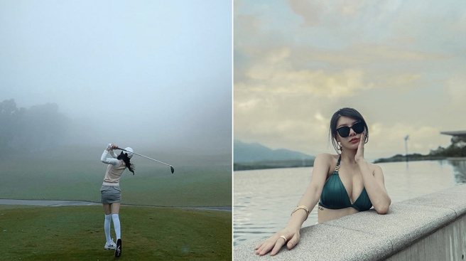 愛語莎擁有D罩杯好身材，擔任台灣彩券人形看板模特兒，受封「台彩女神」。(圖/愛語莎 IG)