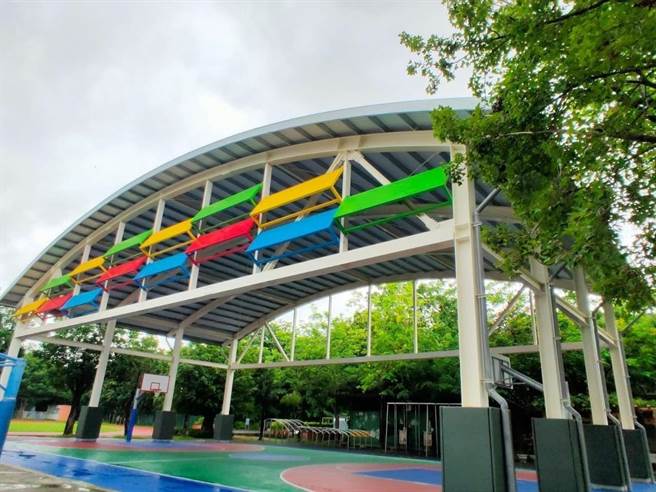 嘉義市興嘉國小新建風雨球場去年完工啟用。（嘉義市教育處提供／廖素慧嘉市傳真）