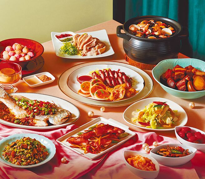 比漾廣場真珠台灣家味「真愛爸爸」父親節套餐，六人限定套餐，九道特選菜色限量3888元。（比漾廣場提供）