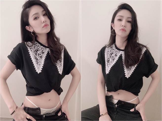 小贵妇·艾蜜莉示范穿搭丁字裤拍照时，不落于情色的秘诀。（小贵妇·艾蜜莉提供／庄哲权台东传真）