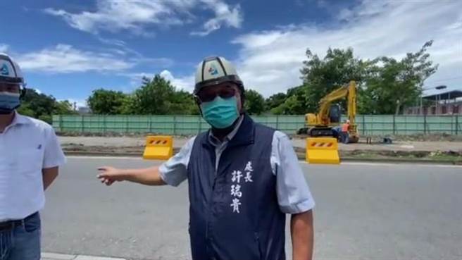 台东市四维路分隔岛上20多棵40年的菩提树被连根拔起，台东县府建设处表示将移植。（蔡旻妤摄）