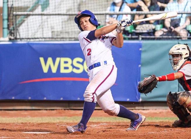 U12中華隊陳柏笙單場敲出3安、貢獻3打點。（中央社）