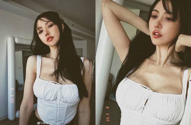 萧潇上围丰满，腰却非常纤细。(图／取自萧潇微博)