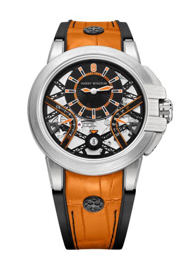 海瑞温斯顿海洋Ocean系列 Zalium Variation腕表，充满时尚美感。（Harry Winston提供）