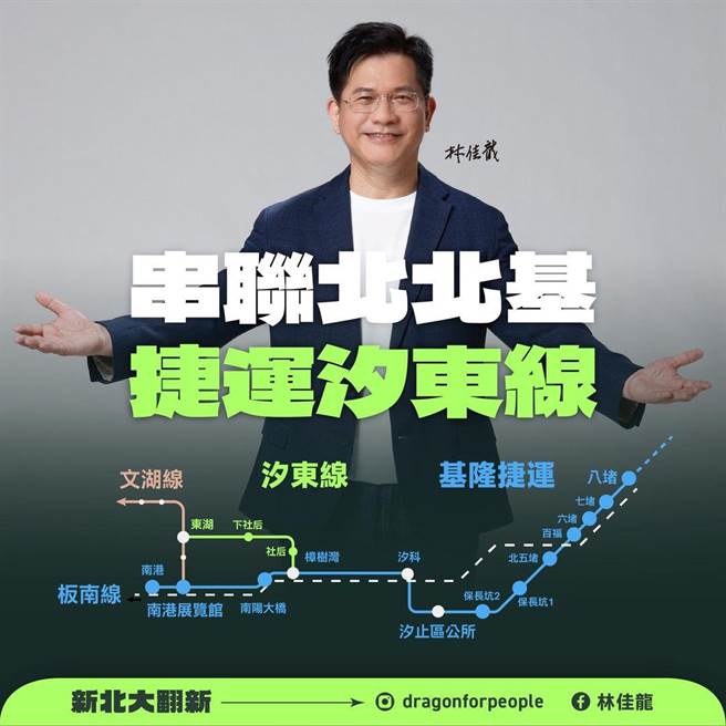 林佳龙猛打捷运建设议题，竞办发言人李晏榕批侯市府争功诿过。（摘自林佳龙脸书）
