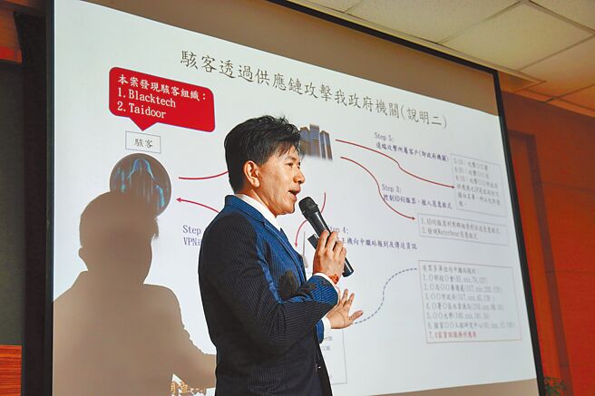 調查局資安站副主任劉家榮說明駭客攻擊政府機關方式。（本報資料照片）