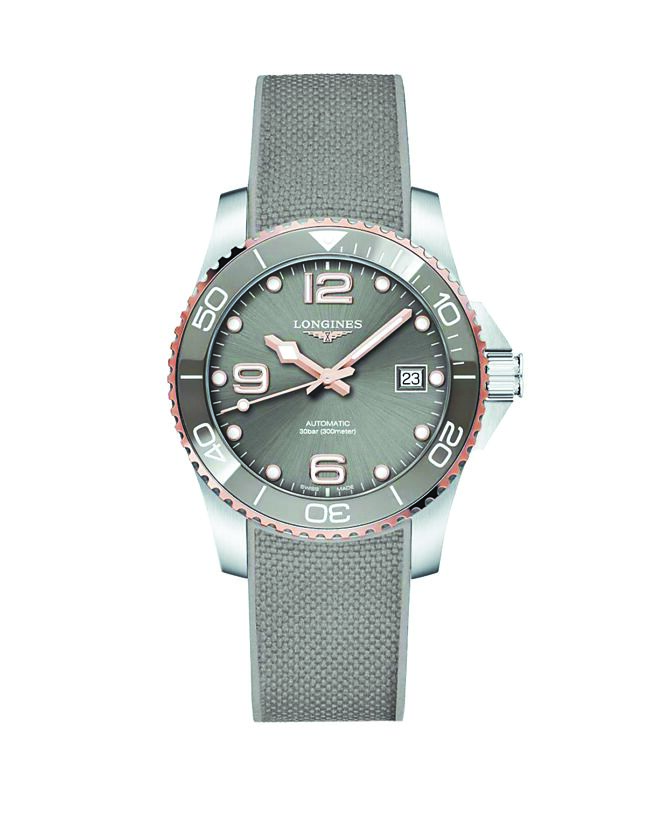 浪琴表HydroConquest深海征服者系列39mm灰色面盤腕表，6萬2900元。（Longines提供）