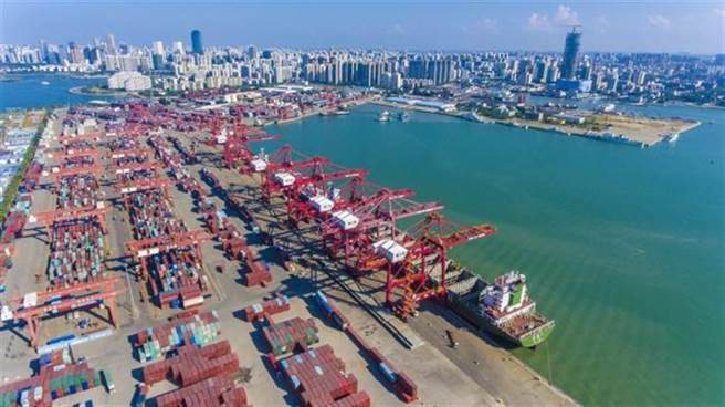 海南海口港航拍画面。（资料照／中新社）