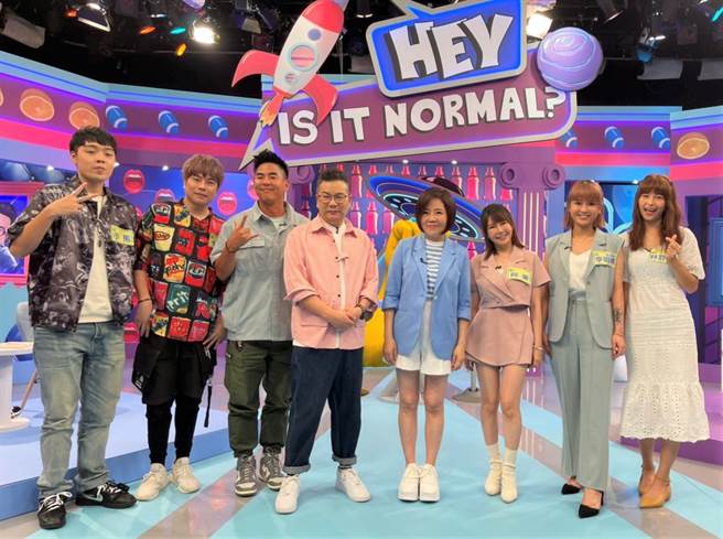 潮流小马（左起）、卡古、柯有伦、沈玉琳、于美人、阿乐、丢丢妹、林舒语。（东森超视提供）