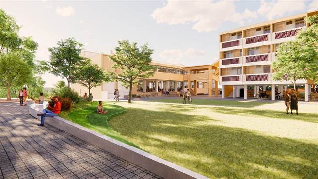 嘉义大学宿舍前中庭示意图。（教育部提供／林志成台北传真）