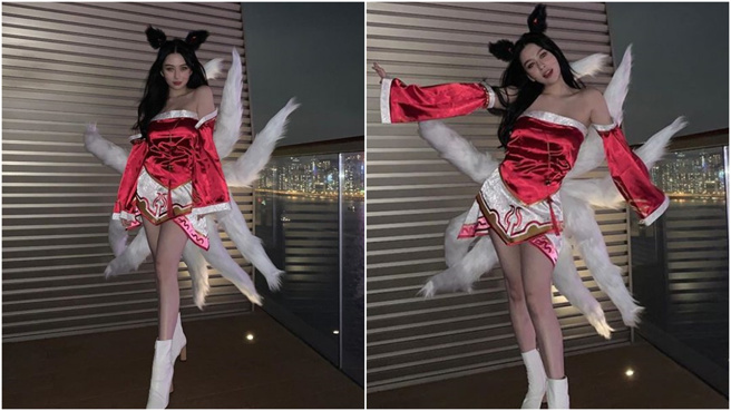 沈月扮《英雄聯盟》阿璃，引起網友熱議。(圖/  PTT)