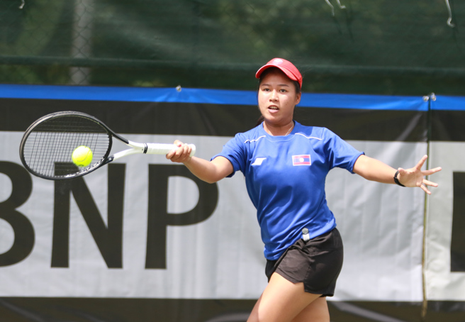 寮國金恩盃代表隊選手彭妮莎麥原本是軟網選手，臨時被叫來參加金恩盃。（四維體育推廣教育基金會提供）